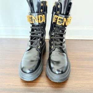 Fendi Glossy Black Leather Boots
